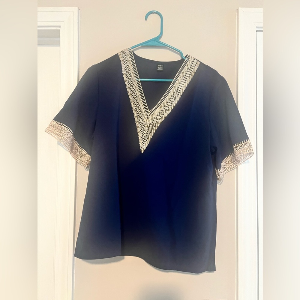 SHEIN navy blue short sleeve shirt